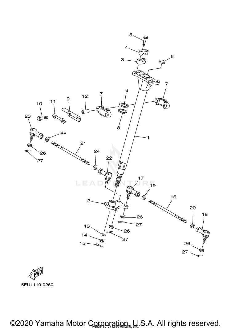 Steering BIG BEAR 2WD YFM400H - YFM400HN - 2001 Schematic