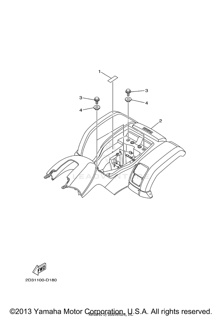 Rear Fender GRIZZLY 80 - YFM80GW - 2007 Schematic