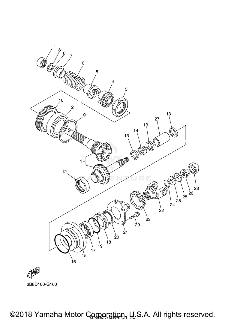 Middle Drive Gear V STAR 1100 SILVERADO - XVS11ATXCB - 2008 Schematic