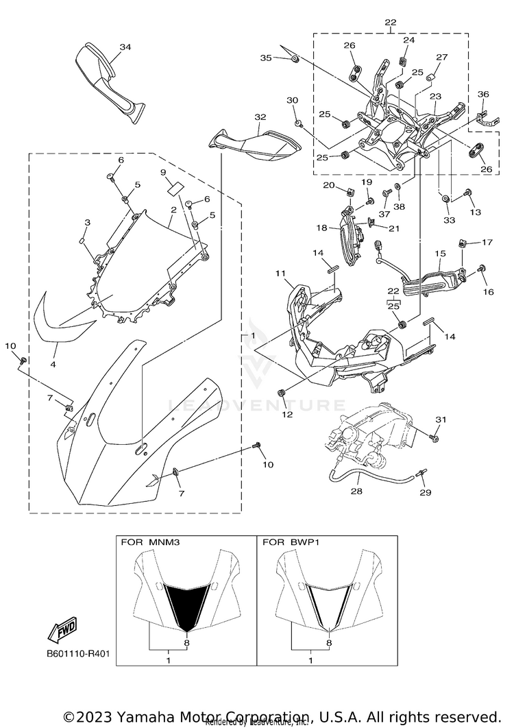 Cowling 1 YZFR1S - YZFR1SGCGY - 2016 Schematic