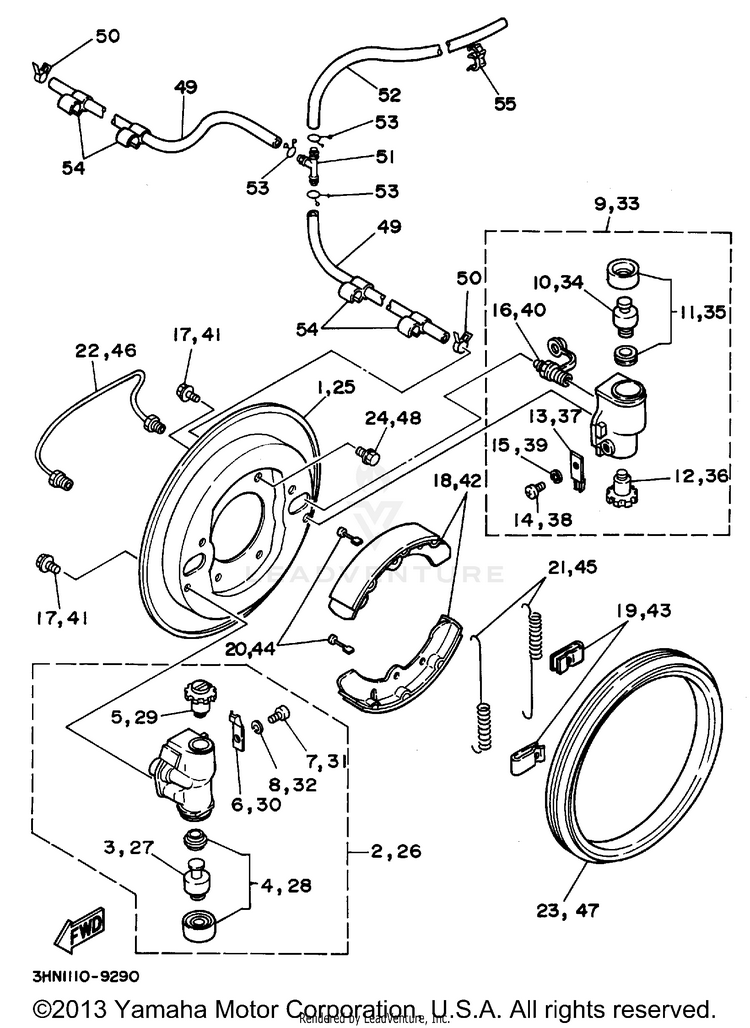 Front Brake BIG BEAR 4WD - YFM350FWG_ - 1995 Schematic