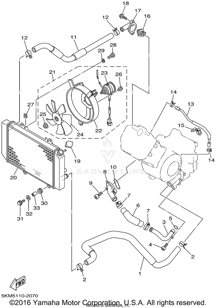 Radiator Hose GRIZZLY 660 - YFM660FP - 2002 Schematic