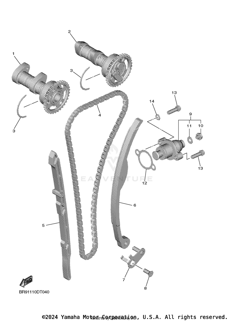 Camshaft Chain YZ450F - YZ450FJL - 2018 Schematic