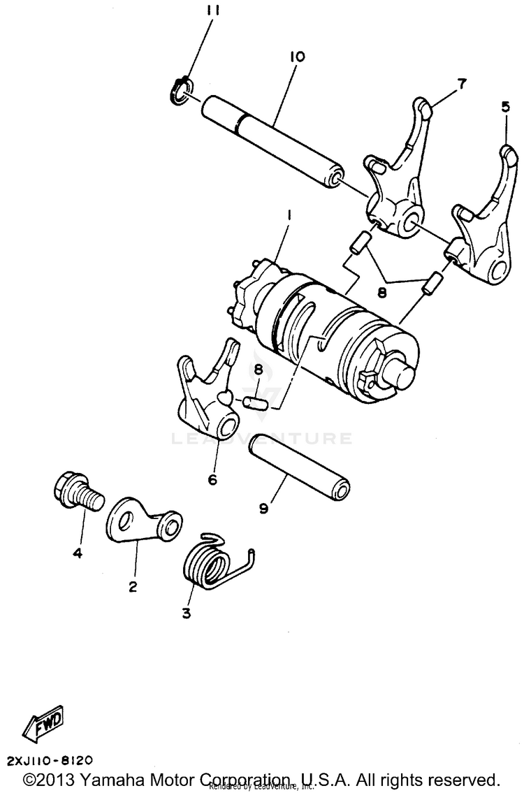 Shift Cam Shift Fork BLASTER - YFS200F - 1994 Schematic