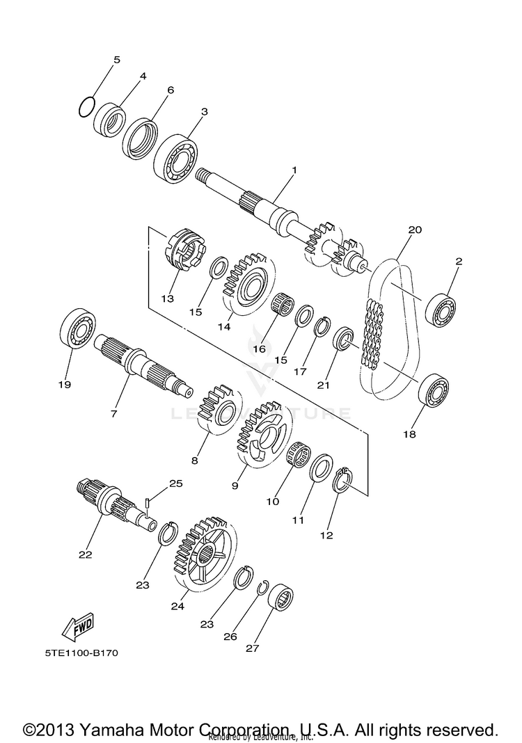Transmission KODIAK 400 4WD - YFM400FAR - 2003 Schematic