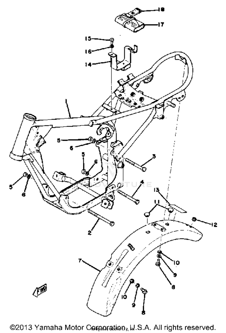 Frame - Rear Fender GT80C - 1976 Schematic