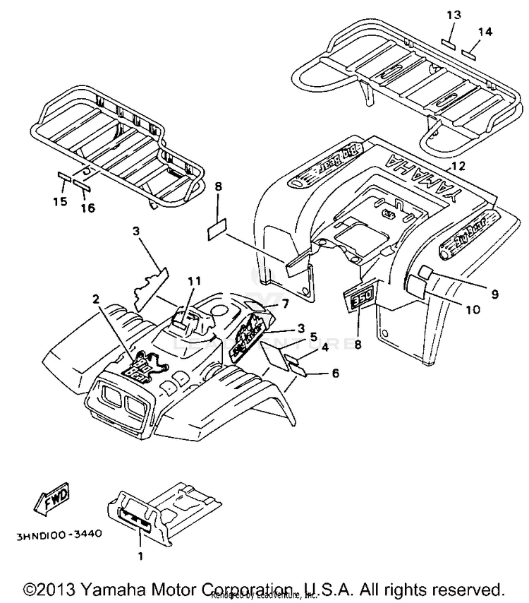 Emblem - Label 1 BIG BEAR 4WD (ME & NH Only) - YFM350FWE_MNH - 1993 Schematic