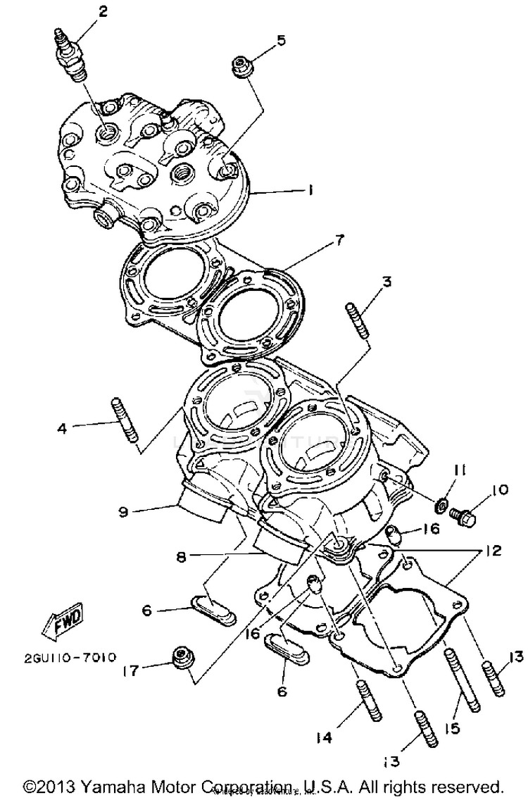 Cylinder BANSHEE - YFZ350D - 1992 Schematic
