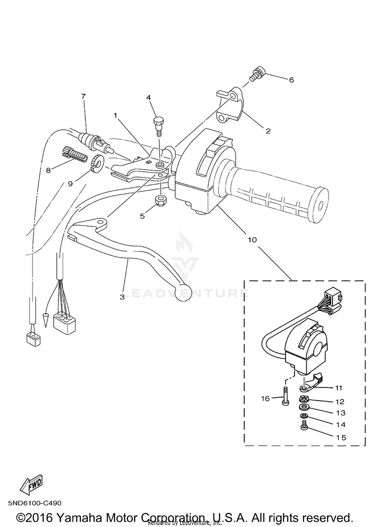 Handle Switch Lever KODIAK 450 4X4 HARDWOODS - YFM45FAHS - 2004 Schematic