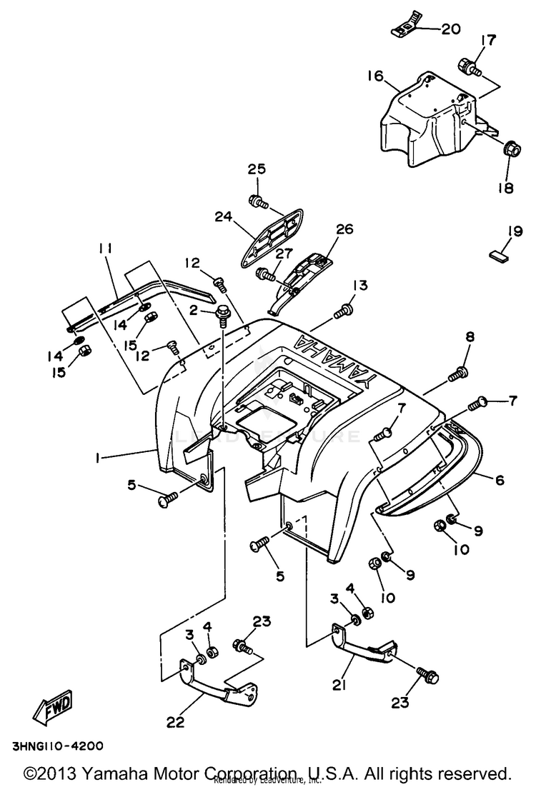 Rear Fender BIG BEAR 2WD - YFM350UH - 1996 Schematic
