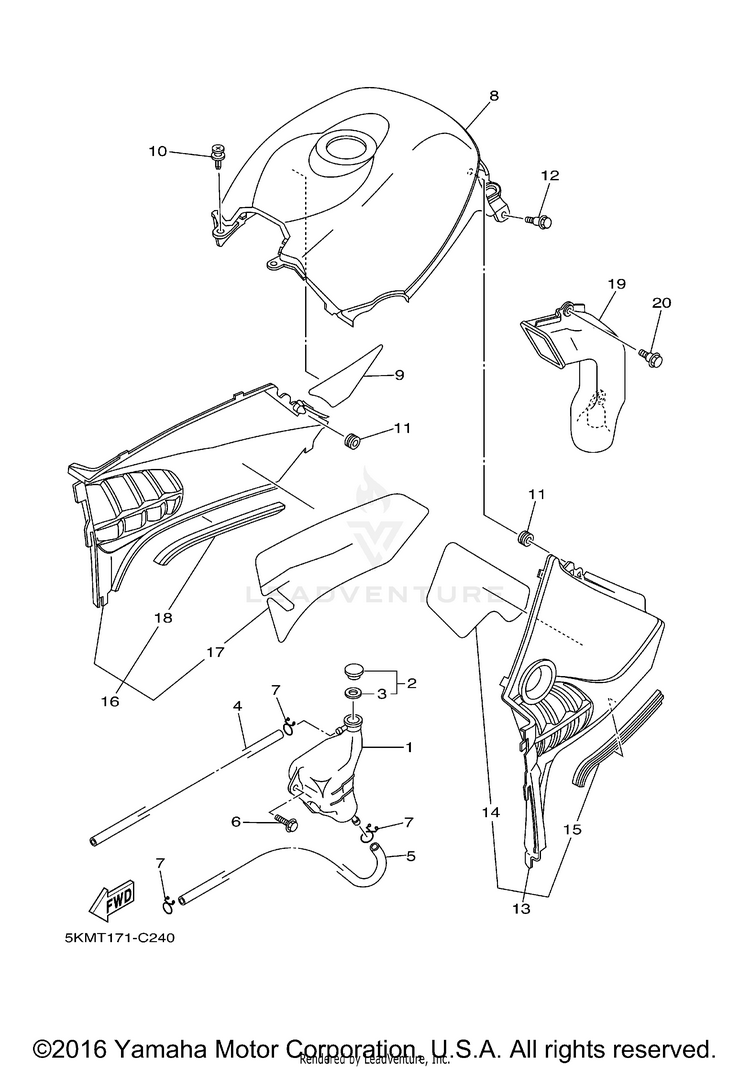 Side Cover GRIZZLY 660 - YFM66FAT - 2005 Schematic