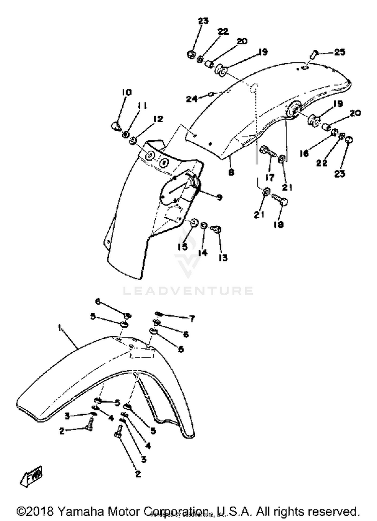 Front Fender - Rear Fender 250b - C - 400b - C Schematic