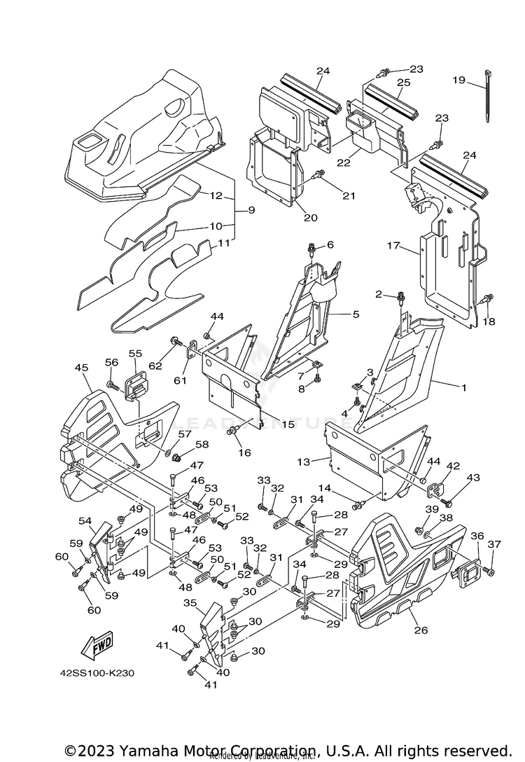 Side Cover RHINO 700 - YXR7FAGR - 2011 Schematic
