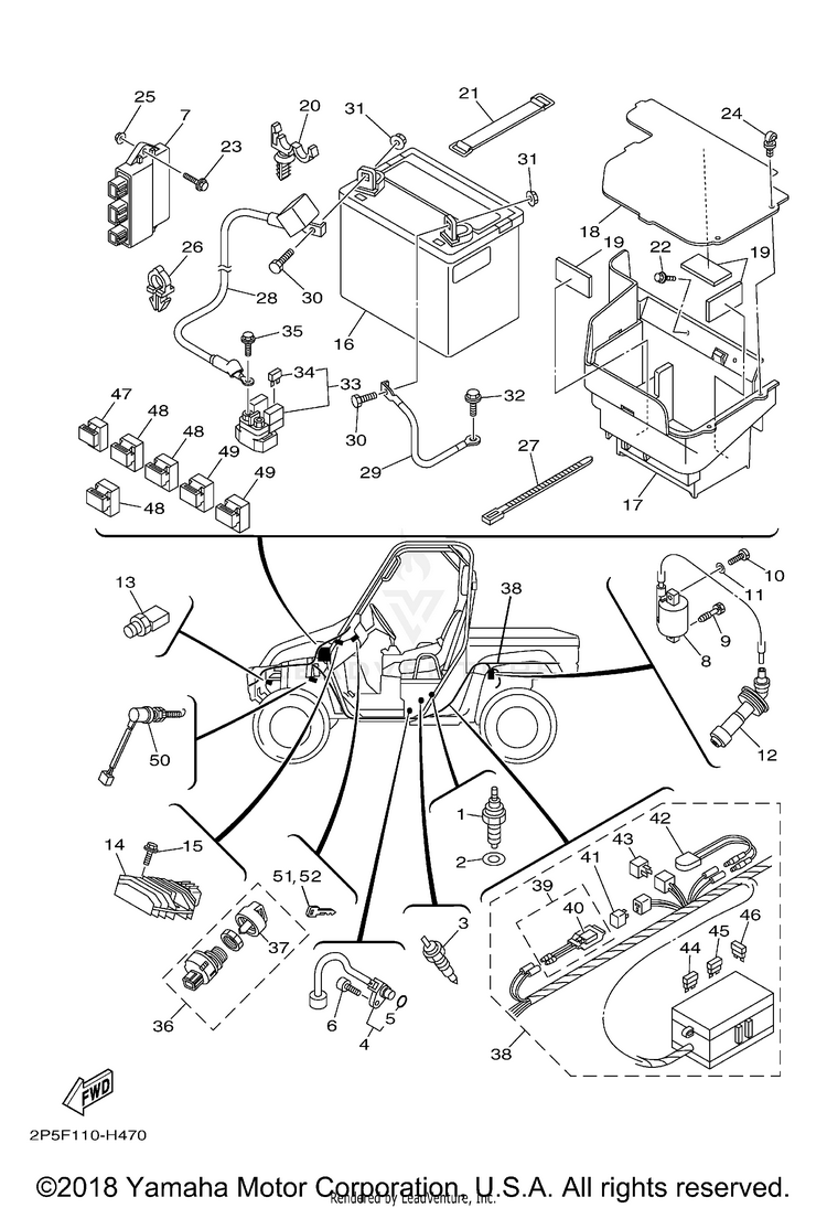 Electrical 1 RHINO 450 - YXR45FYGR - 2009 Schematic