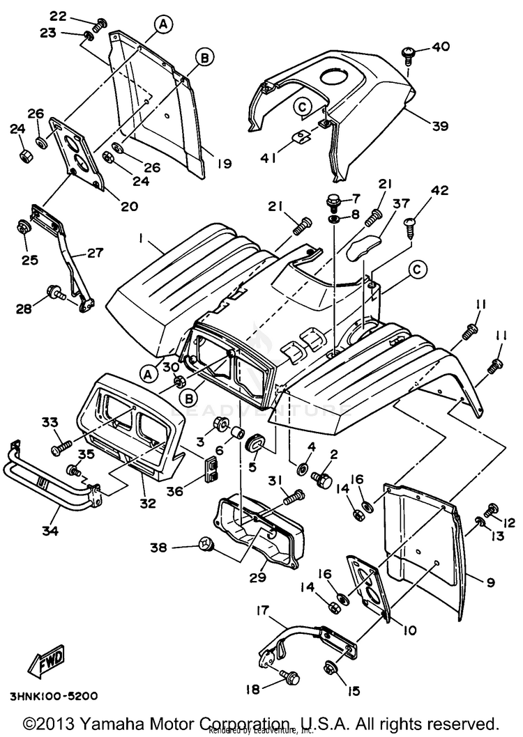 Front Fender BIG BEAR 2WD - YFM350UH - 1996 Schematic
