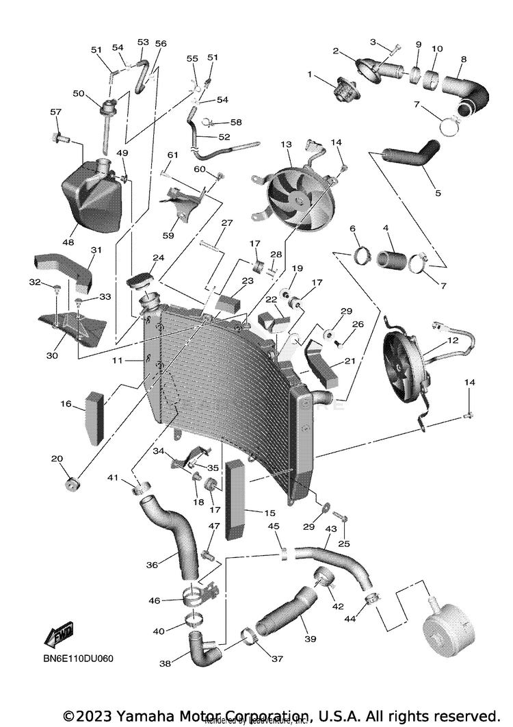 Radiator & Hose YZFR6 - YZFR6L1CB - 2020 Schematic