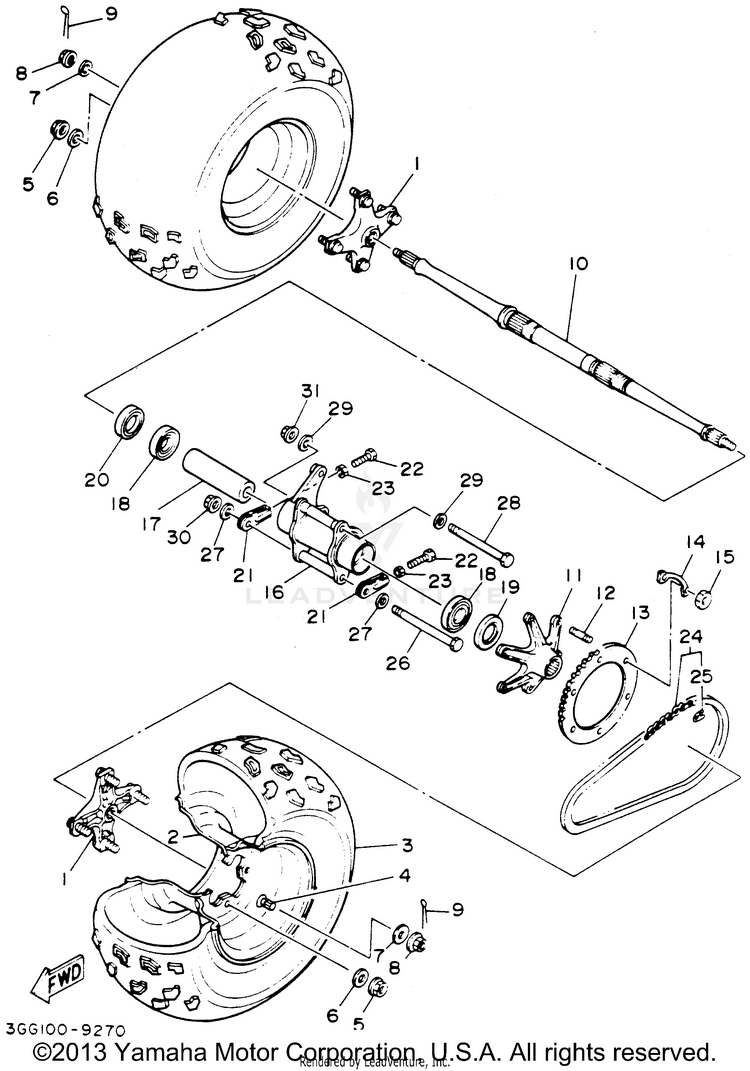 Rear Wheel BANSHEE - YFZ350F - 1994 Schematic