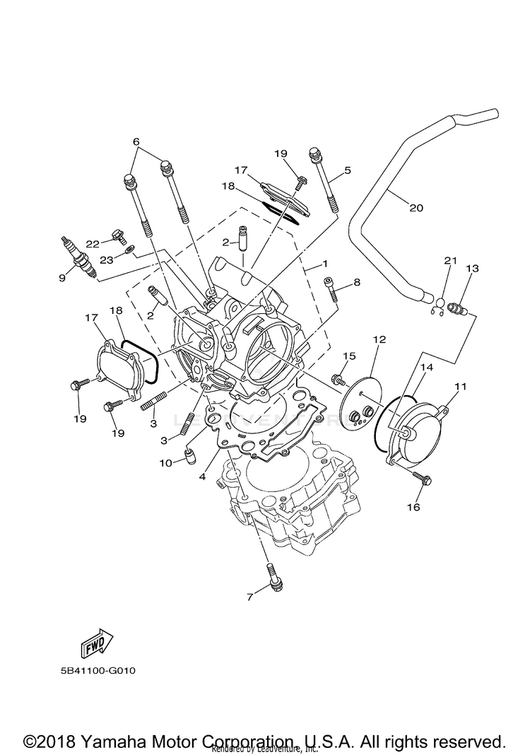 Cylinder Head RHINO 700 SPORT EDIT - YXR7FSPB - 2012 Schematic