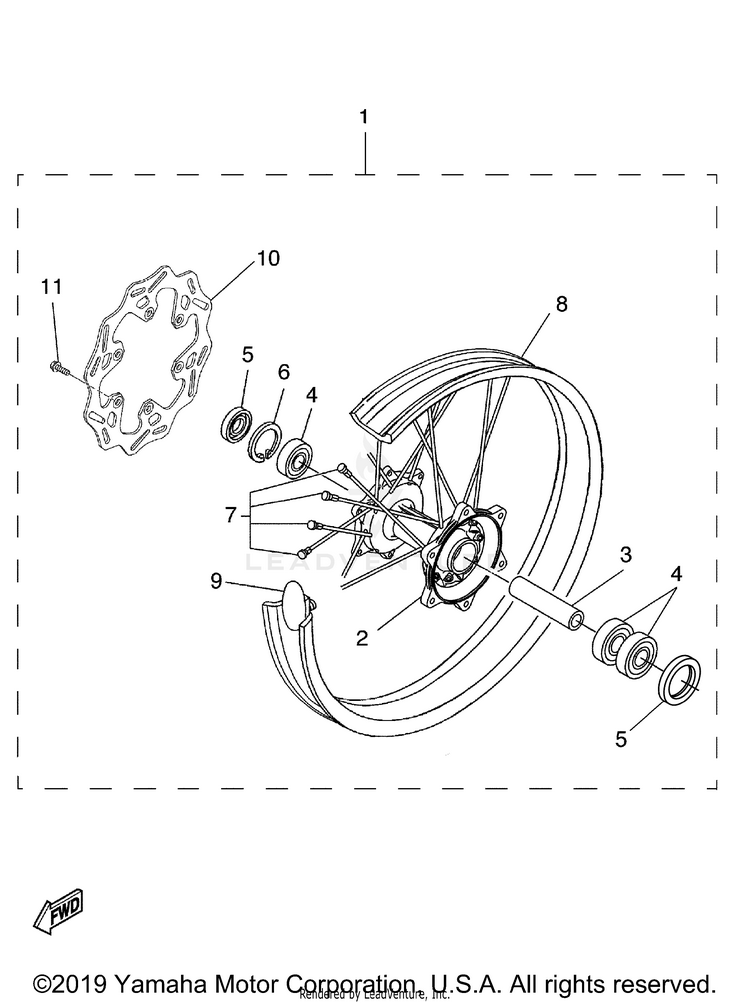 Rear Wheel Kit YZ450F - YZ450FAB - 2011 Schematic