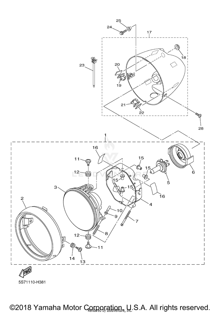 Headlight V STAR 950 - XVS95YCB - 2009 Schematic