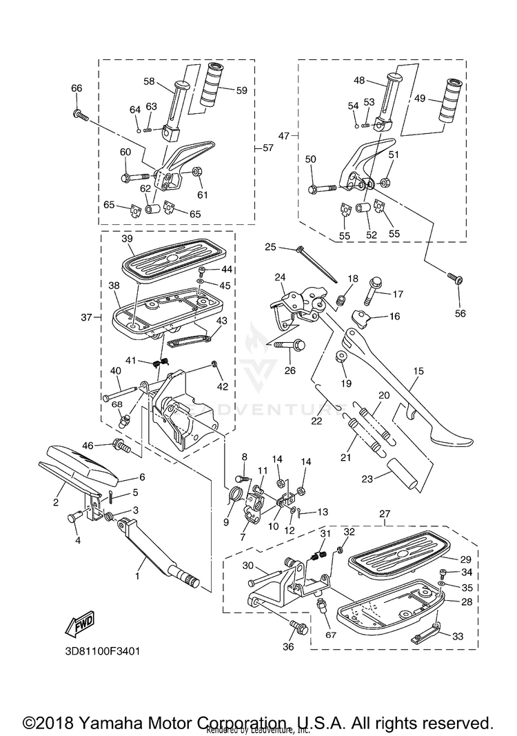 Stand Footrest V STAR 1300 TOURER - XVS13CTXB - 2008 Schematic