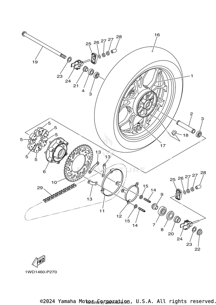 Rear Wheel YZFR3 - YZFR3FB - 2015 Schematic