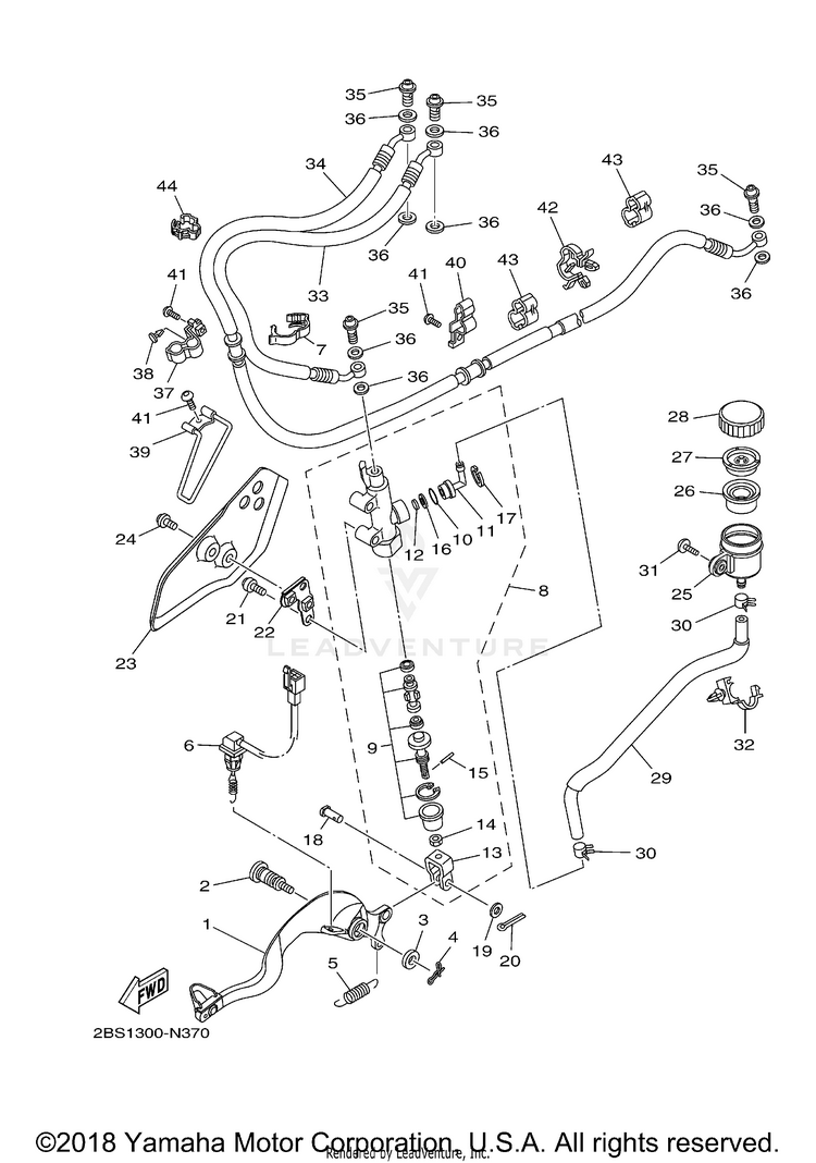 Rear Master Cylinder SUPER TENERE - XTZ12HCL - 2017 Schematic