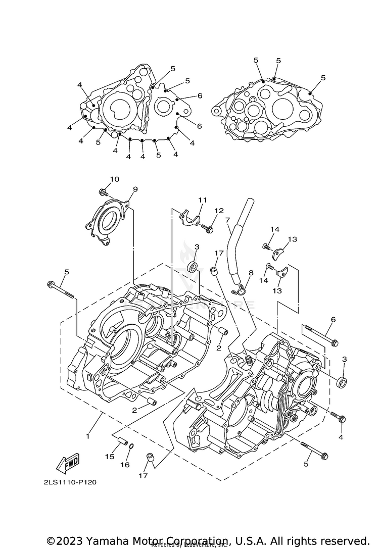 Crankcase RAPTOR 700R SE CAL - YFM70RCCRB - 2024 Schematic
