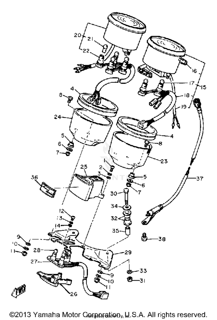 Speedometer Tachometer XS1100LG - 1980 Schematic