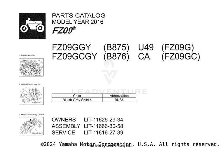 1 Title Page FZ09 CA - FZ09GCGY - 2016 Schematic