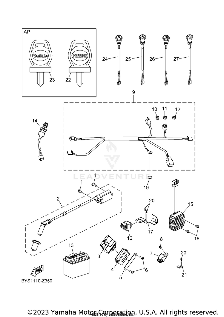 Electrical 1 RAPTOR 110 - YFM01RYXRG - 2024 Schematic