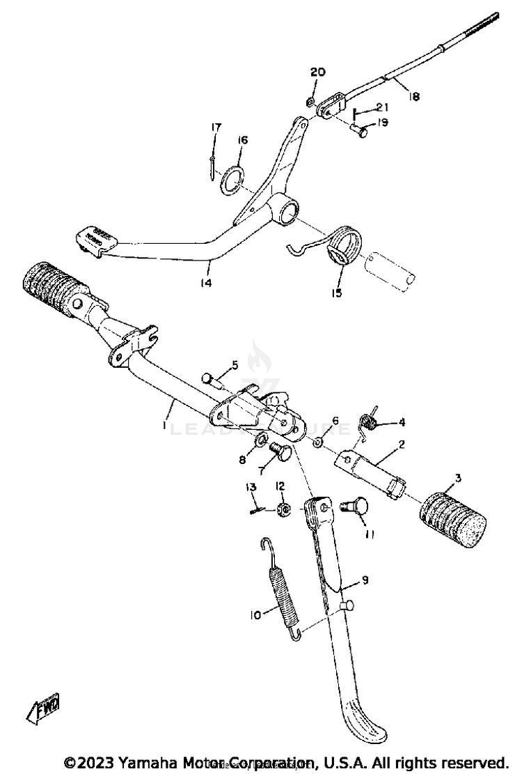 Stand - Foot Rest - Brake Pedal AT2M - 1972 Schematic