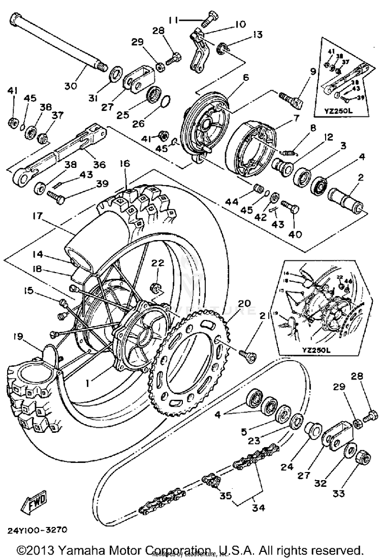 Rear Wheel Yz250k L Schematic