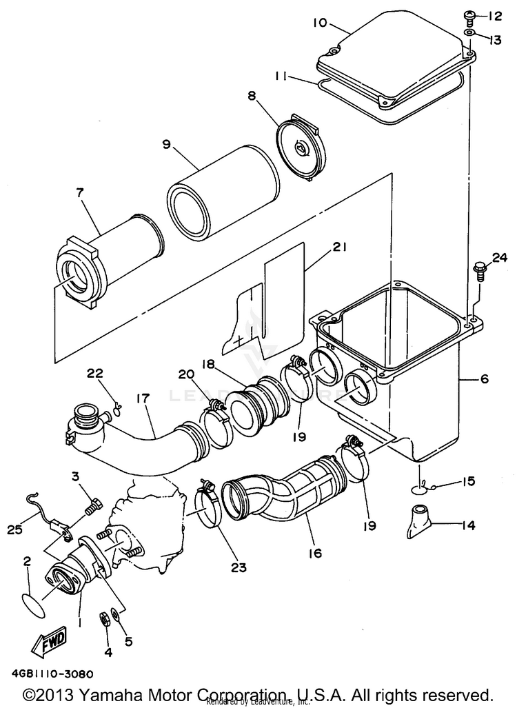 Intake KODIAK 4WD - YFM400FWF - 1994 Schematic