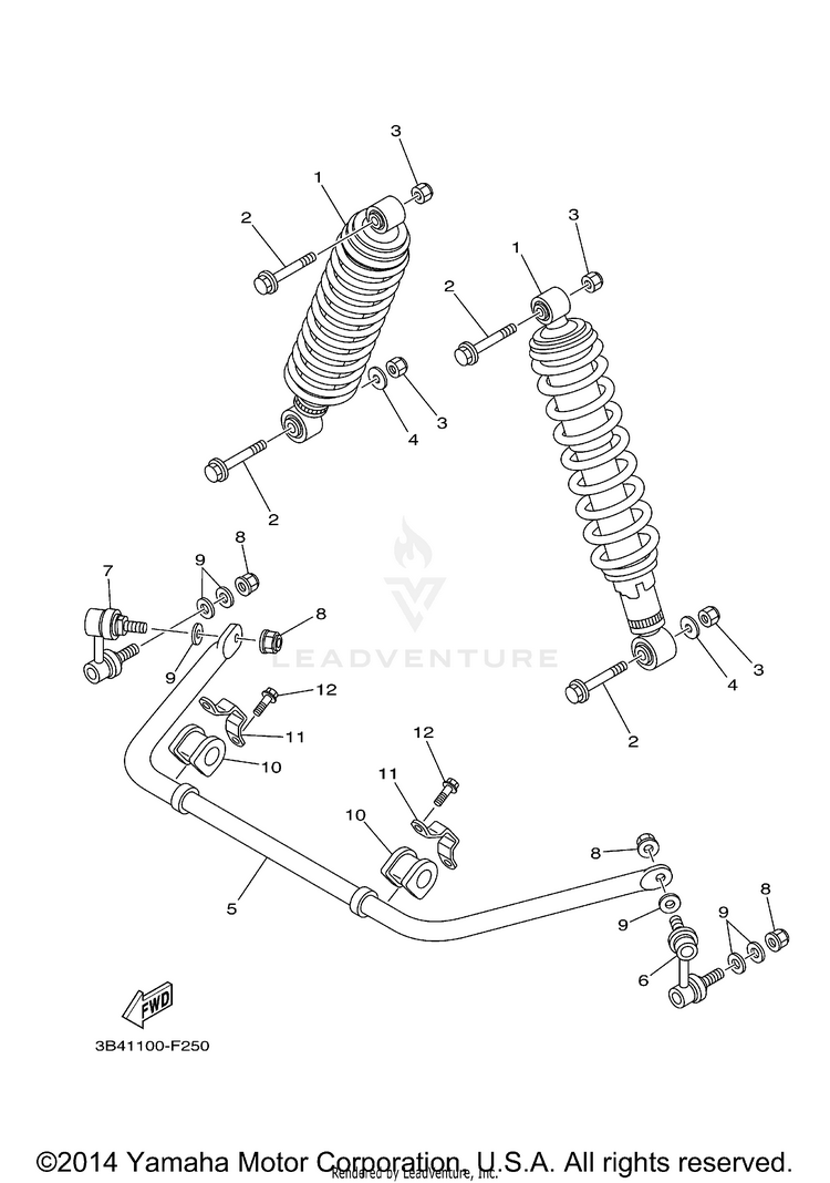 Rear Suspension GRIZZLY 700 FI 4WD - YFM7FGZB - 2010 Schematic