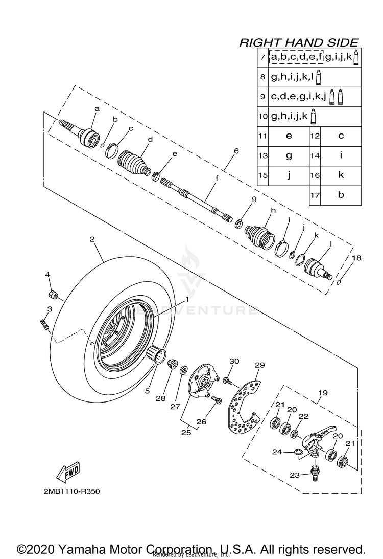 Front Wheel 2 VIKING - YXM70VDXLR - 2020 Schematic