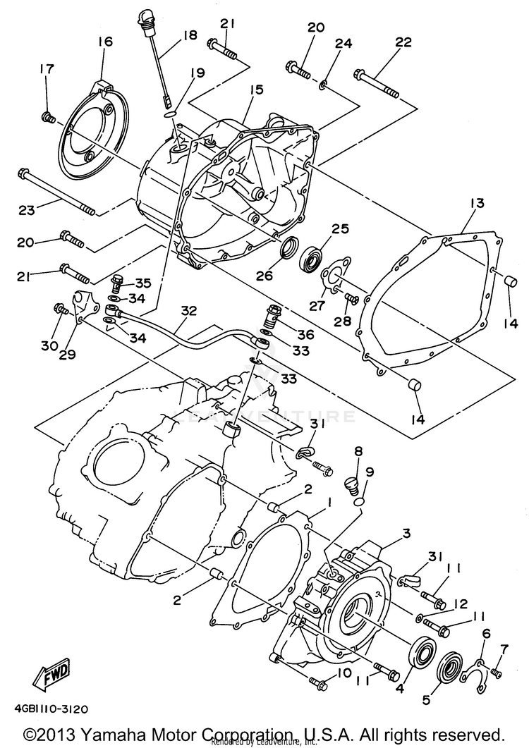 Crankcase Cover 1 KODIAK 4WD - YFM400FWG - 1995 Schematic