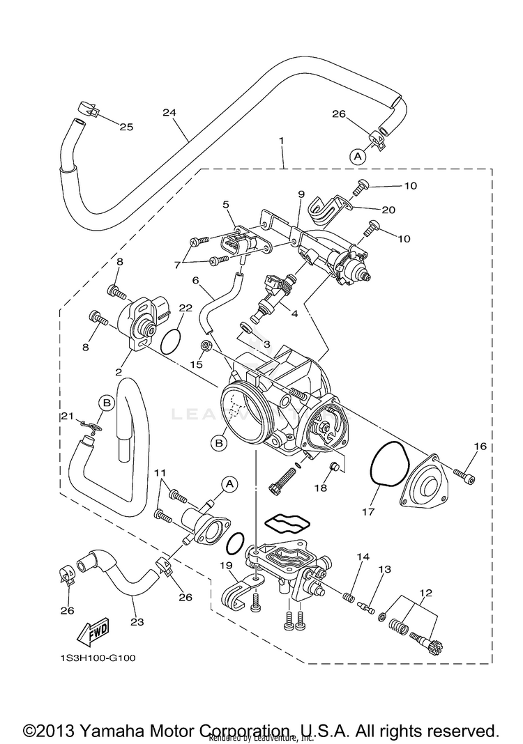Throttle Body Assy 1 RAPTOR 700 - YFM70RXGY - 2008 Schematic