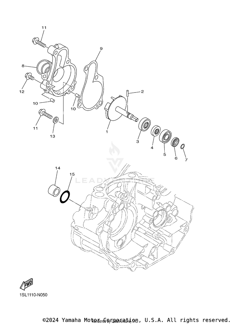 Water Pump YZ450F - YZ450FFL - 2015 Schematic