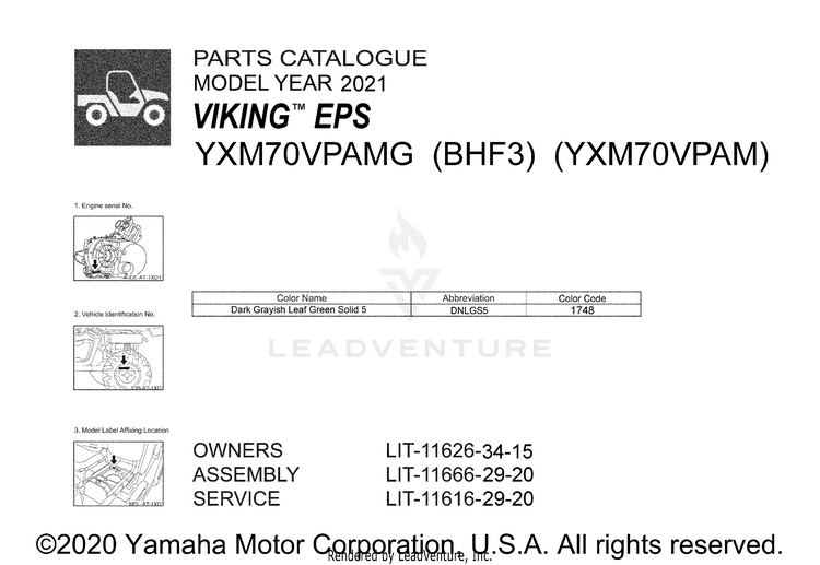 1 Title Page VIKING EPS - YXM70VPAMG - 2021 Schematic