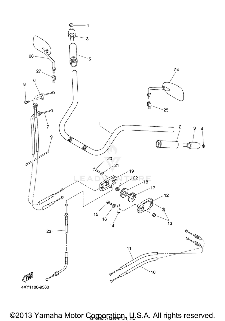 Steering Handle Cable VENTURE MM LIMITED EDITION (CA Ed.) - XVZ13TFSMC - 2000 Schematic