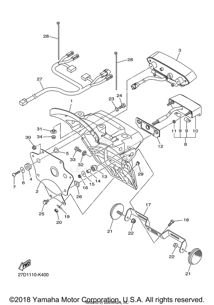Taillight STRYKER - XVS13CBCB - 2012 Schematic