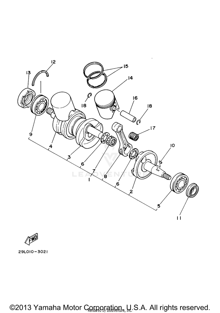 Crankshaft Piston BANSHEE - YFZ350R - 2003 Schematic