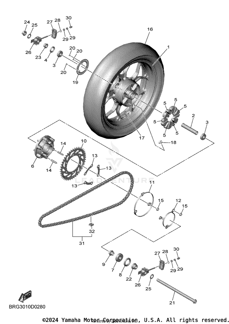 Rear Wheel MT03 - MT03SCB - 2025 Schematic