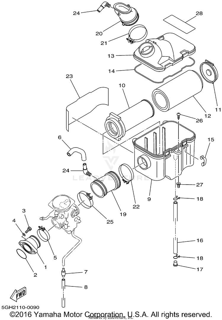 Intake KODIAK 4WD - YFM400FAP - 2002 Schematic