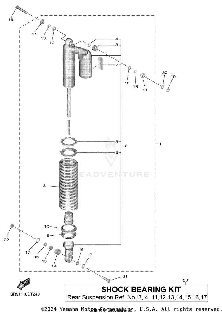 Rear Suspension YZ450F - YZ450FLGY - 2020 Schematic