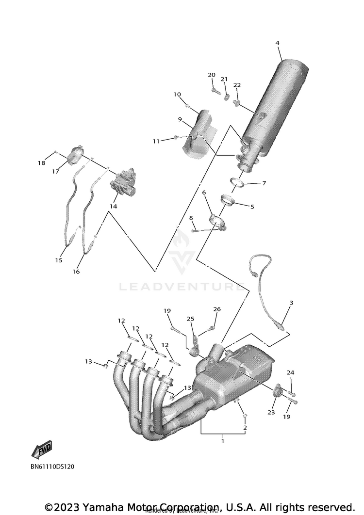 Exhaust YZFR6 - YZFR6L1CB - 2020 Schematic