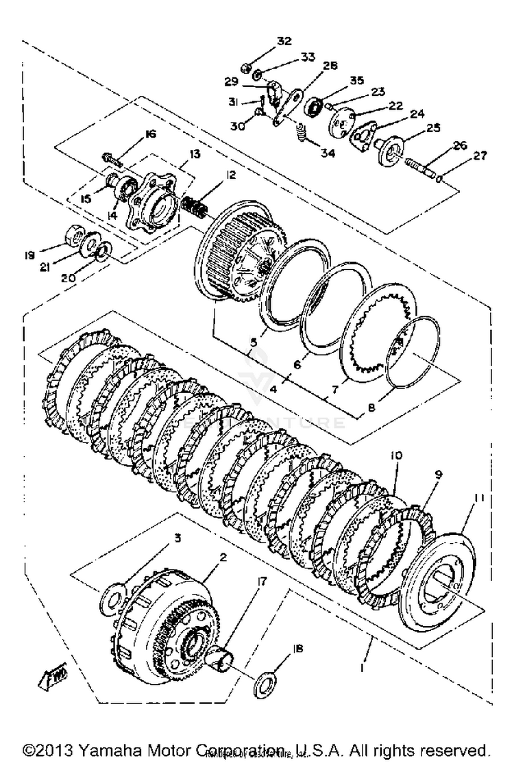 Clutch XS1100LH - 1981 Schematic