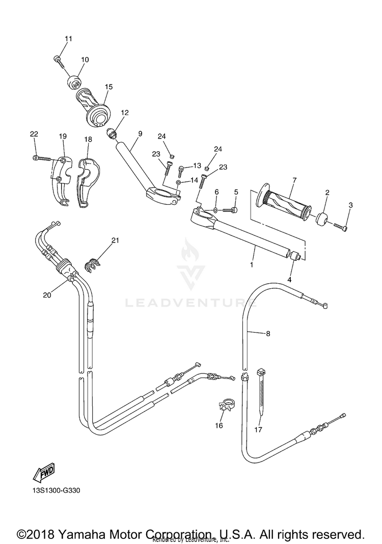 Steering Handle Cable YZFR6 60TH ANNIVERSARY - YZFR6GCY - 2016 Schematic