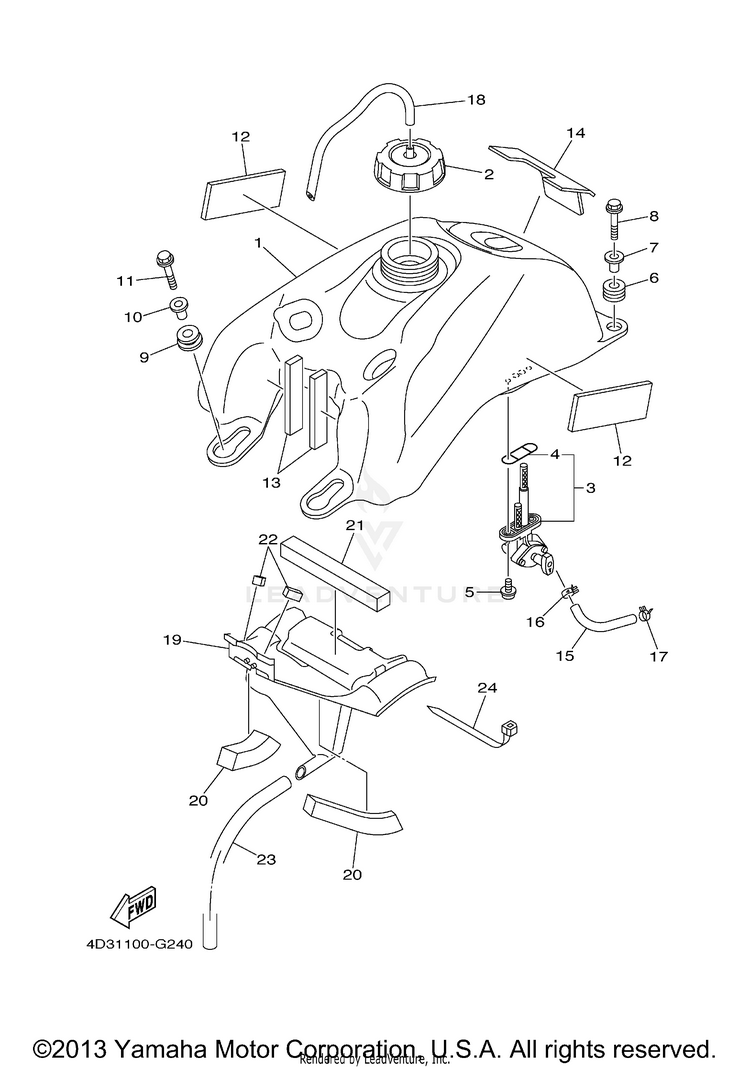 Fuel Tank RAPTOR 250 - YFM25RYL - 2009 Schematic